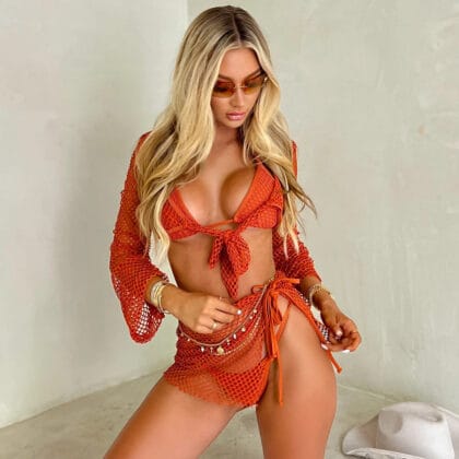 Damen Mesh Bikini-Set 4-teilig – Figurbetontes Swimwear Set | Modische Bademode für Strand & Urlaub