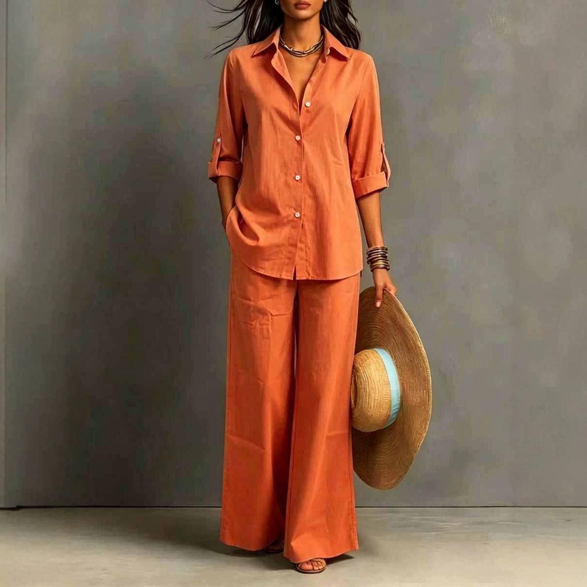 Boho Damen Zweiteiler Set – Sommer & Frühling Resort Stil Top & Hose | Bohemian Casual Freizeit Outfit – Bild 9