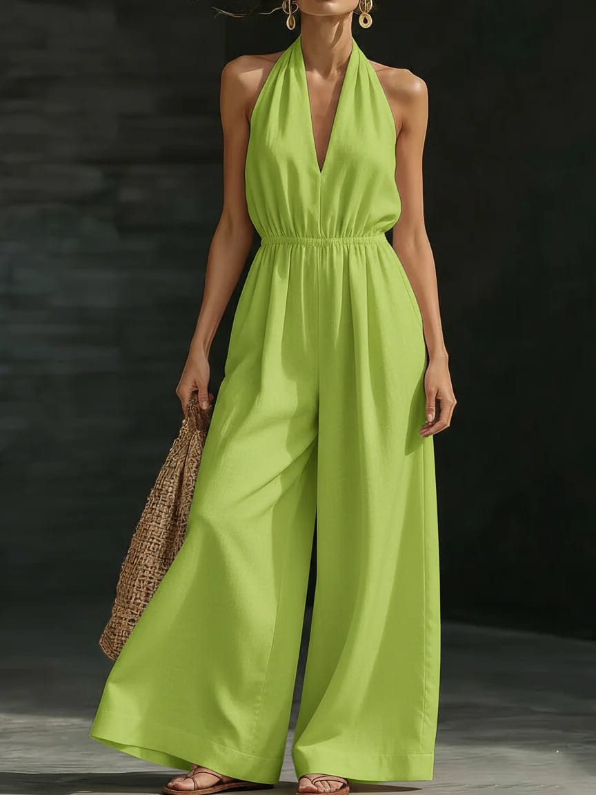 Damen Jumpsuit Neckholder | V-Ausschnitt & Rückenfrei – Bild 2