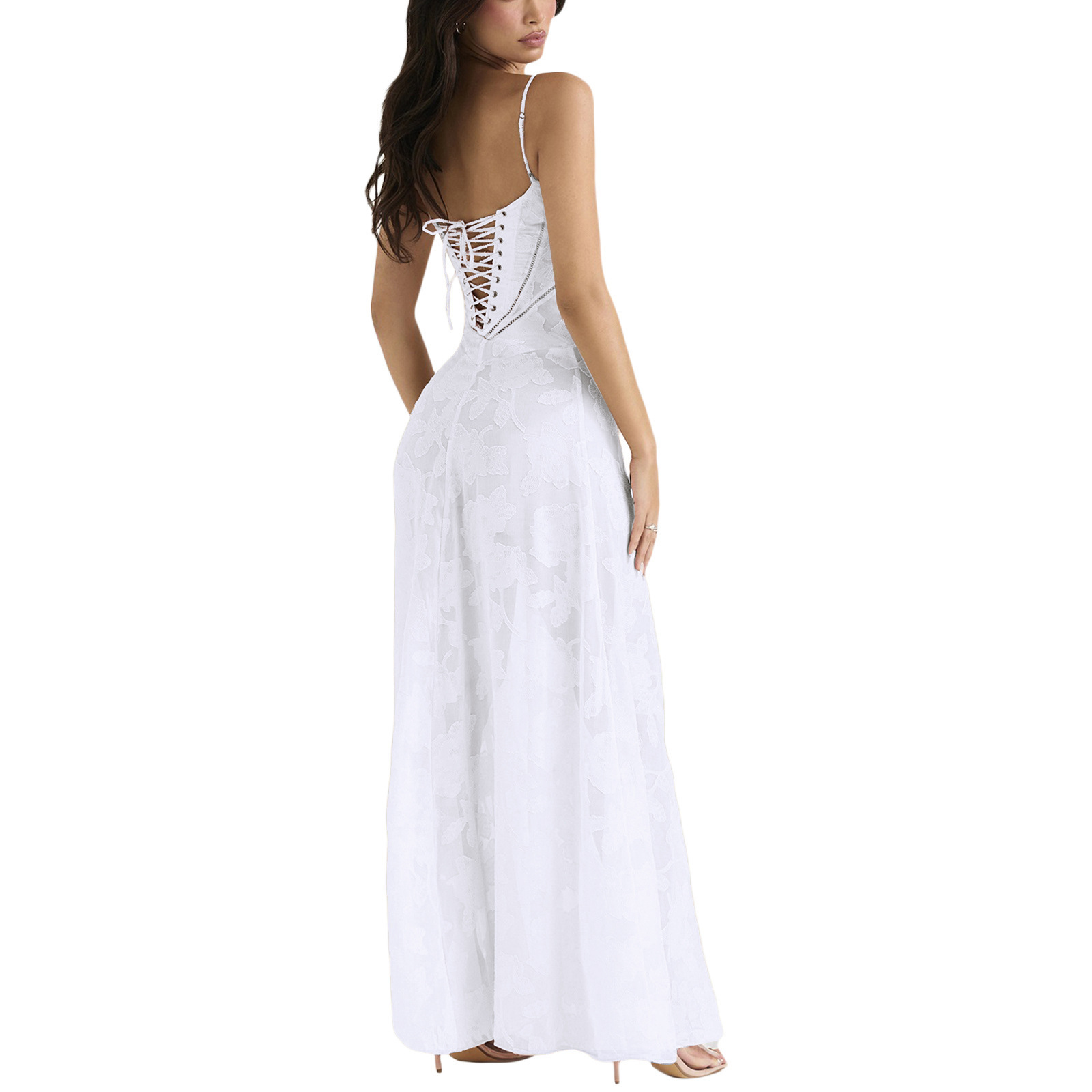 Damen Spitzen Maxikleid mit Trägern – Elegantes Sommer Abendkleid | Fashion Langes Kleid im stilvollen Design – Bild 5