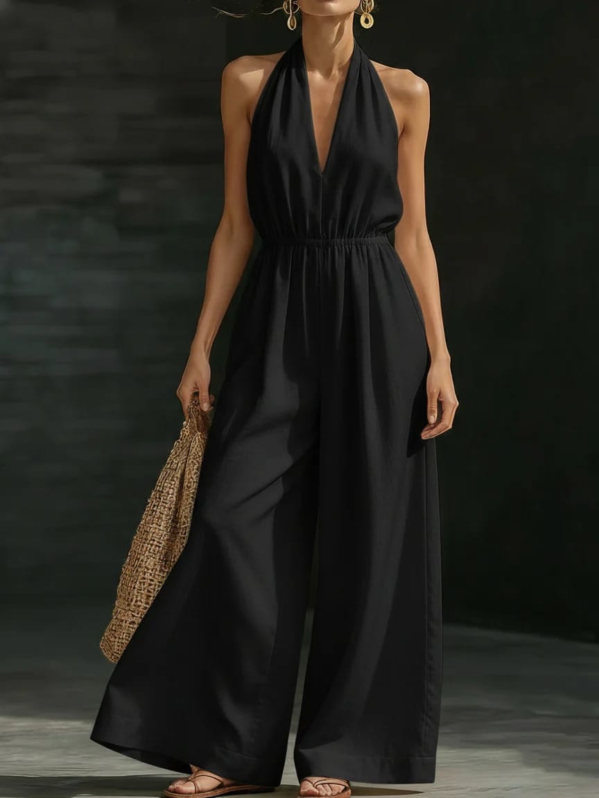 Damen Jumpsuit Neckholder | V-Ausschnitt & Rückenfrei – Bild 3