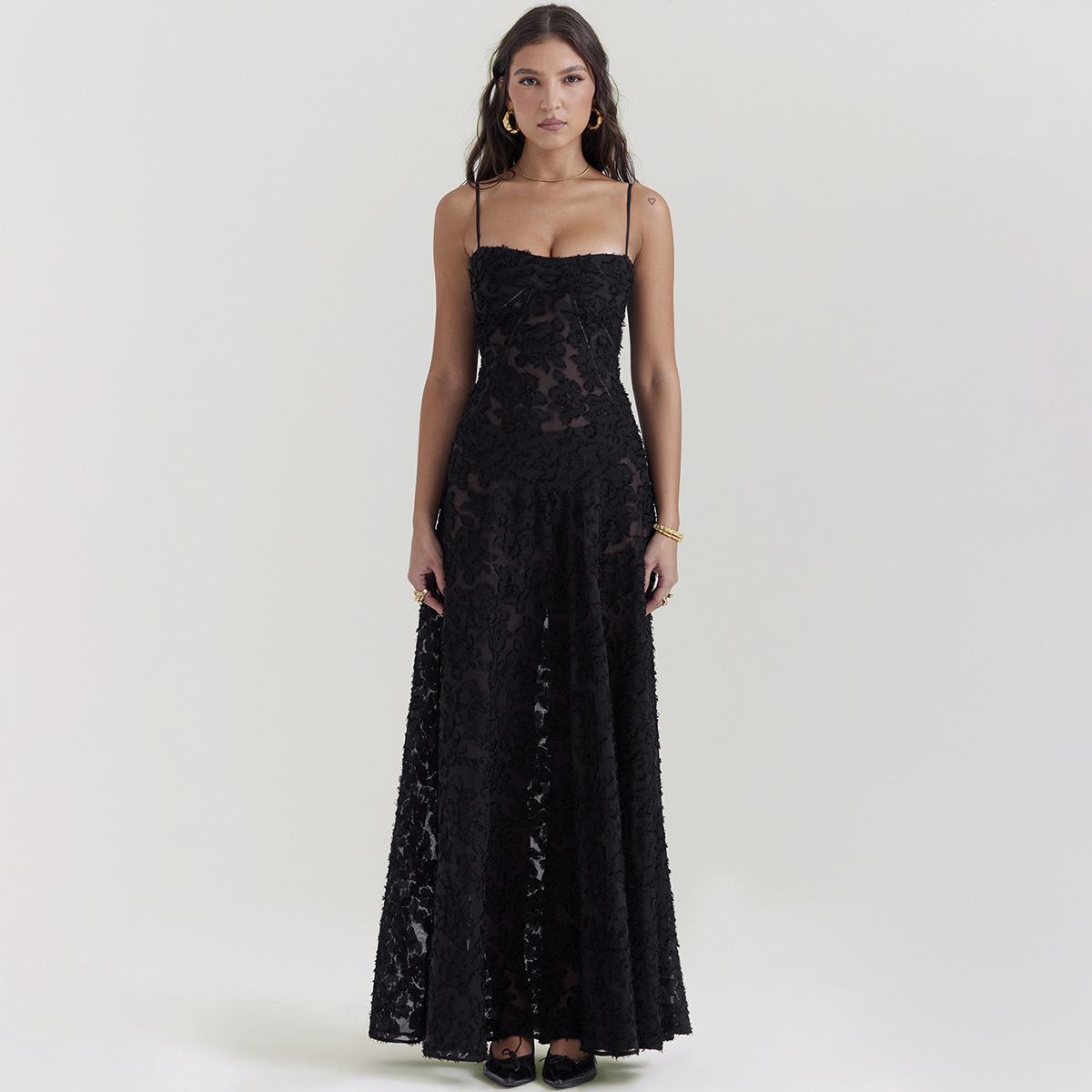Damen Spitzen Maxikleid mit Trägern – Elegantes Sommer Abendkleid | Fashion Langes Kleid im stilvollen Design – Bild 10