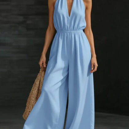 Damen Jumpsuit Neckholder | V-Ausschnitt & Rückenfrei