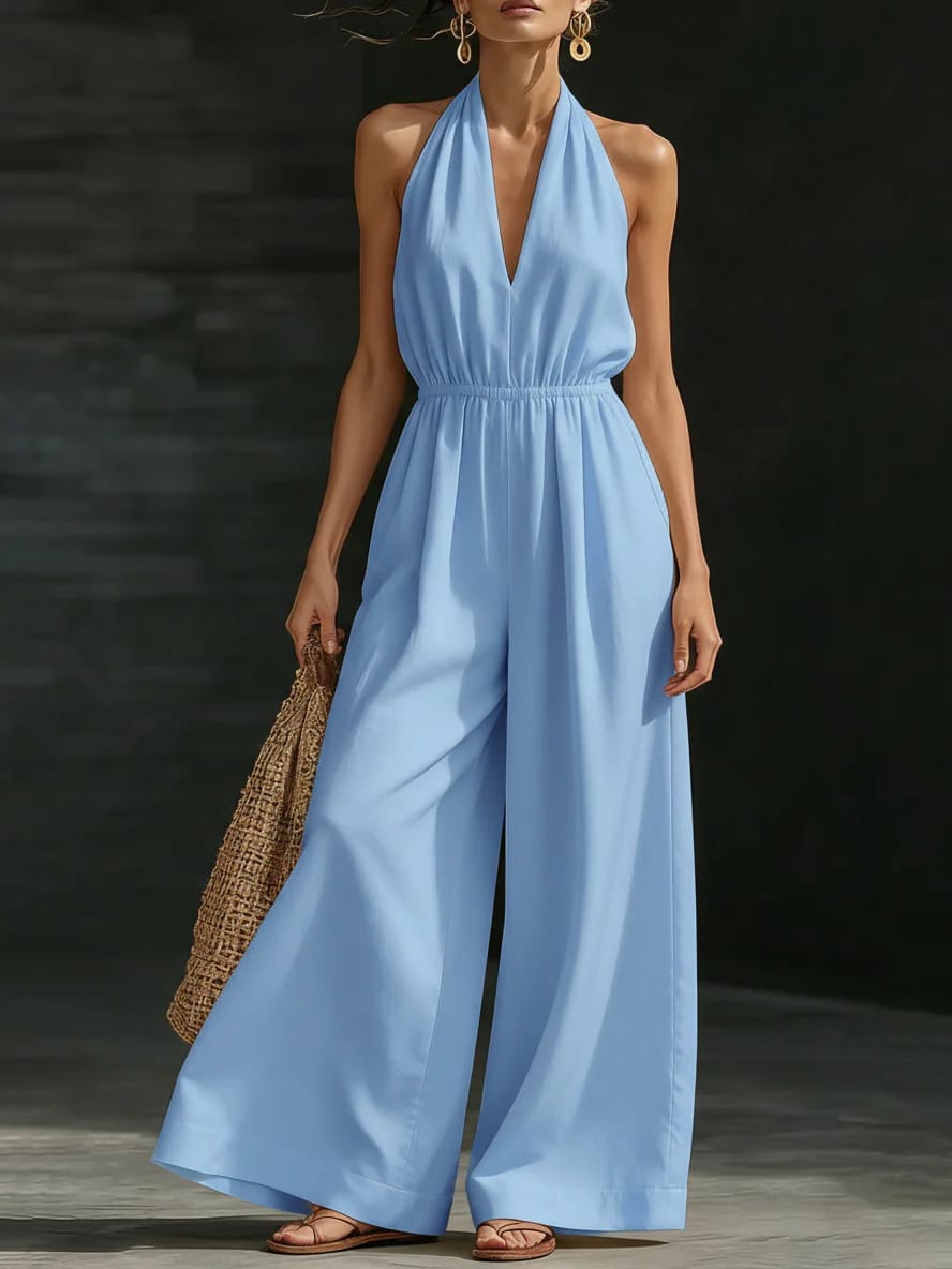 Damen Jumpsuit Neckholder | V-Ausschnitt & Rückenfrei
