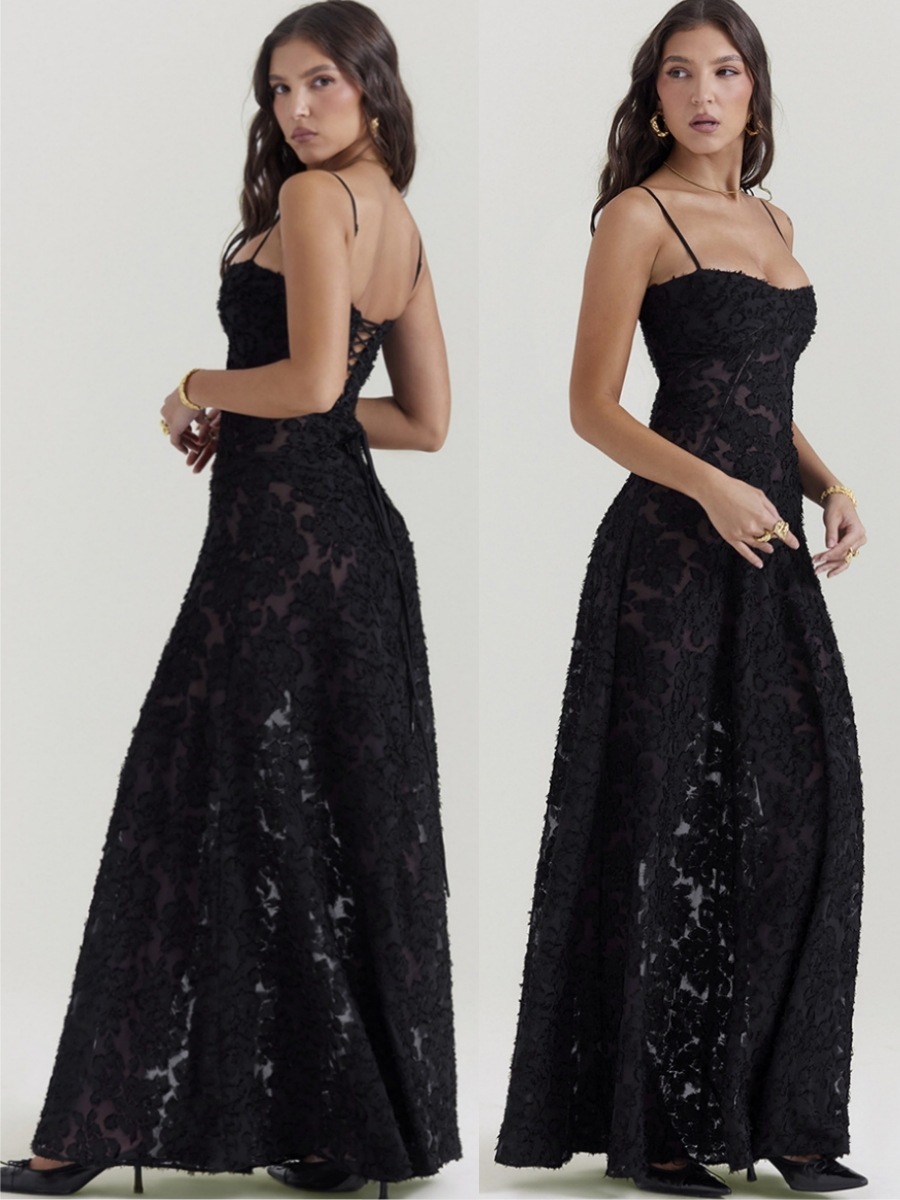 Damen Spitzen Maxikleid mit Trägern – Elegantes Sommer Abendkleid | Fashion Langes Kleid im stilvollen Design – Bild 7